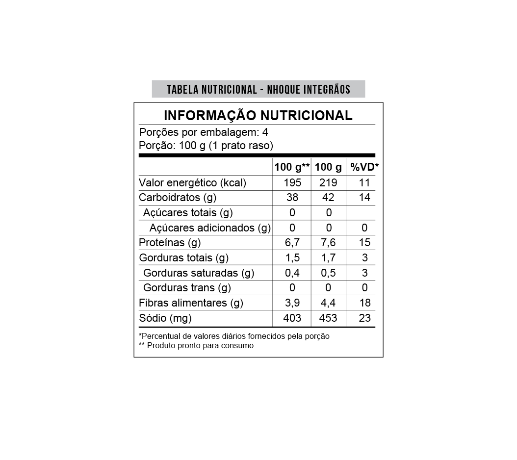 Nhoque Integral 400g - Mezzani