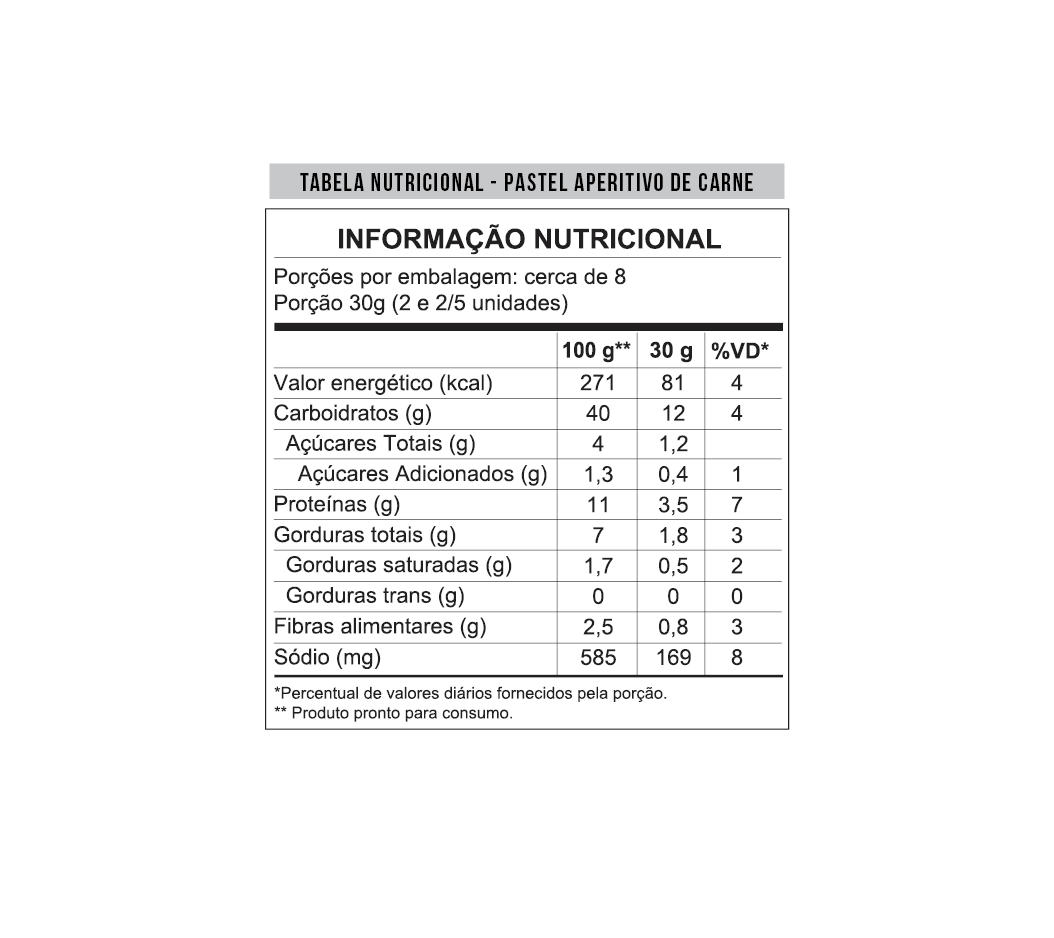 Pastel Aperitivo de Carne 250g - Mezzani