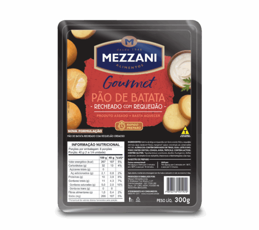 Pão de Batata Recheado com Requeijão 300g - Mezzani
