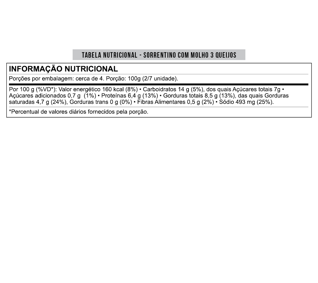 Sorrentino com Molho 3 Queijos 300g - Mezzani