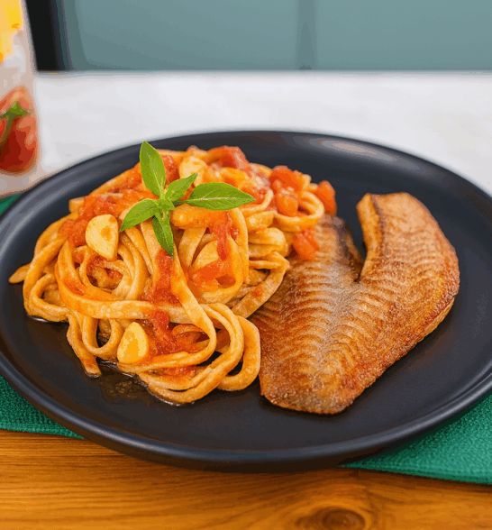 Tagliatelle Integral com Filé de Tilápia